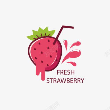 果汁风暴草莓饮料图标矢量图图标