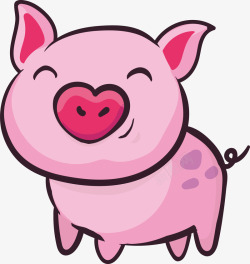 粉红色的可爱小猪矢量图素材