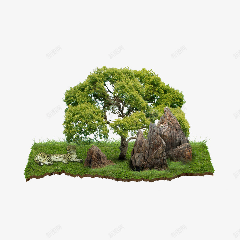 草地上的石头和树木png免抠素材_88icon https://88icon.com 树叶 田野草地 石头山 绿色 黑色