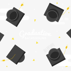 毕业季在天空中的学士帽素材