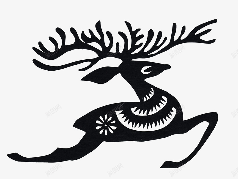 黑色剪影梅花鹿png免抠素材_88icon https://88icon.com 一只 剪纸 梅花开 黑色