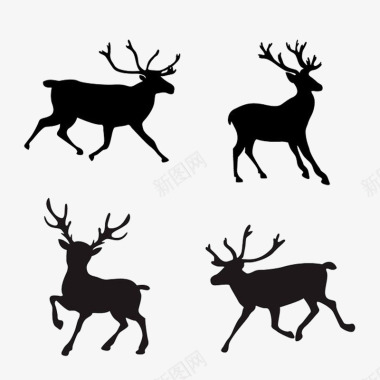 麋鹿png时尚简单黑色麋鹿角图标图标