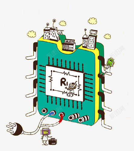 手绘卡通芯片png免抠素材_88icon https://88icon.com 卡通 抽象 电子 绘画