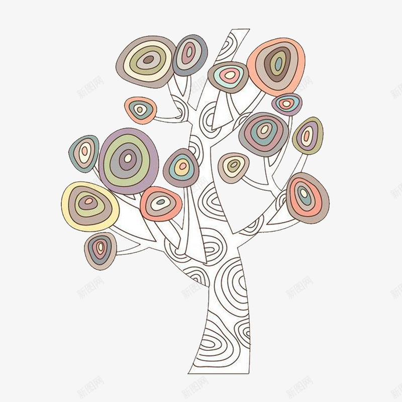 圆圆的树png免抠素材_88icon https://88icon.com 抽象 树 现代 螺旋纹