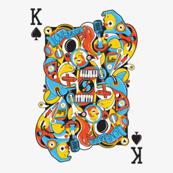 卡通印象插画黑桃K扑克王牌面设素材