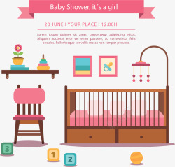 小女婴粉红色新生女婴房间矢量图高清图片
