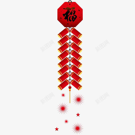 红色福字节日鞭炮png免抠素材_88icon https://88icon.com 圆形 平面 烟花 福字 红色 节日 设计 鞭炮