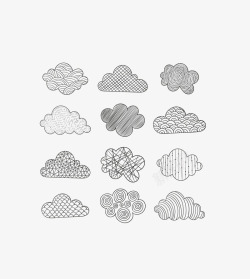 灰色手绘天空云素材