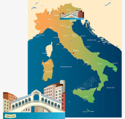 意大利地图插画素材