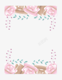 复古粉红玫瑰边框矢量图素材
