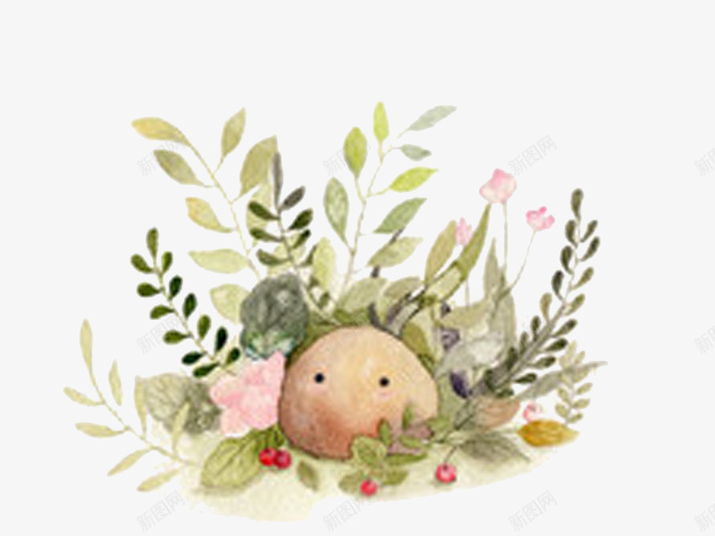 石头君的沉默png免抠素材_88icon https://88icon.com 植物 灰色 石头 矿物质 绿叶 草堆