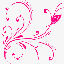手绘粉色花纹图案素材