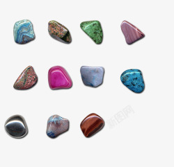 鹅卵石彩色的石头合集素材