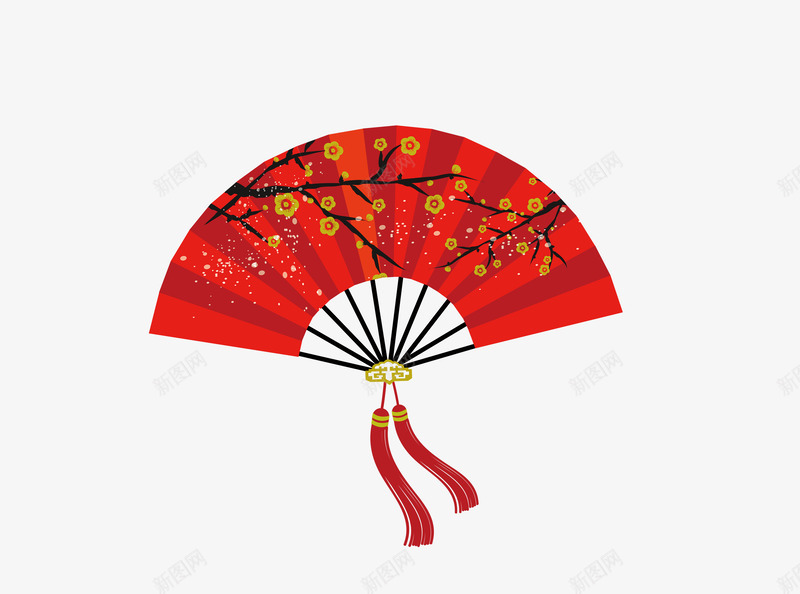 梅花红色扇子png免抠素材_88icon https://88icon.com png 中国风 卡通樱花红色扇子 扇子 梅花 红色