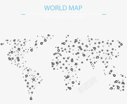 蓝色光点连线世界地图素材