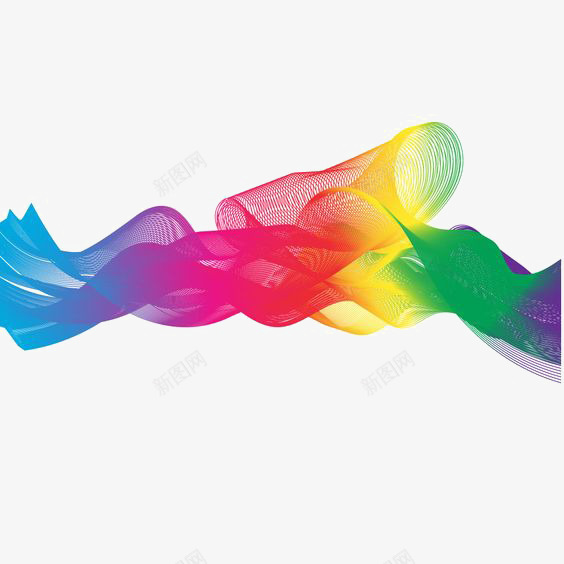 彩色条纹曲线png免抠素材_88icon https://88icon.com 创意 彩虹 条纹 波浪线 科技感 设计感