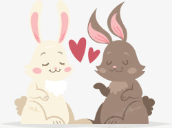 甜蜜的情人节兔子矢量图素材