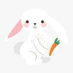卡通白色兔子和小萝卜矢量图素材