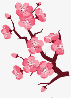 粉红色手绘桃花装饰图案素材