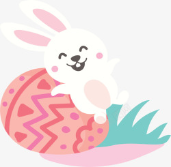 粉色彩蛋可爱兔子矢量图素材