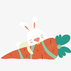 卡通吃大萝卜的兔子矢量图素材