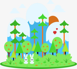 可爱森林兔子景色素材