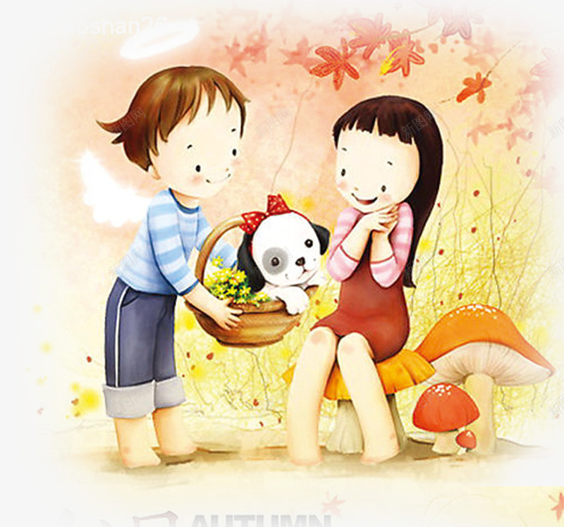 秋天里的有友情png免抠素材_88icon https://88icon.com 友情 可爱的画面 枫叶 温馨 秋天里的故事 蘑菇凳