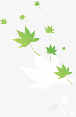 卡通绿色树叶枫叶矢量图素材