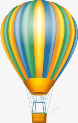彩色卡通条纹热气球素材