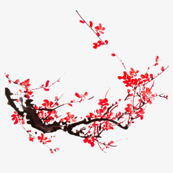 红色梅花彩绘梅花素材