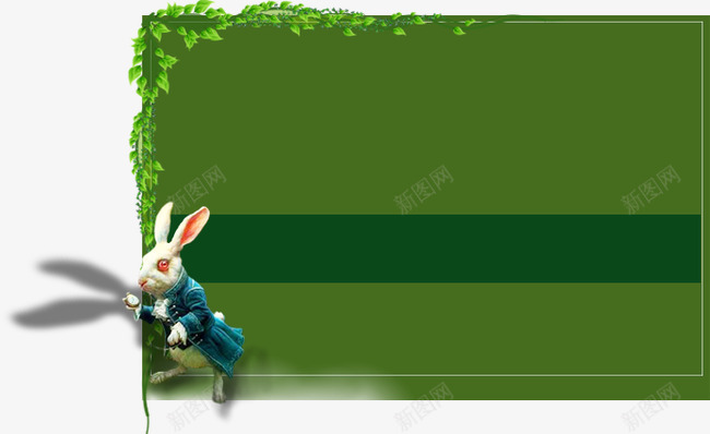 绿色兔子半透明边框png免抠素材_88icon https://88icon.com 兔子边框 树叶边框 绿色兔子半透明边框