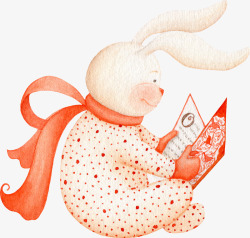 粉色看书的小兔子素材