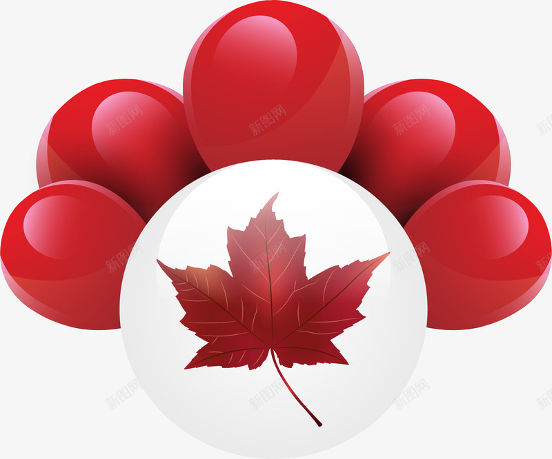 精美红色气球装饰png免抠素材_88icon https://88icon.com 加拿大 加拿大庆典 枫叶 矢量素材 红色气球