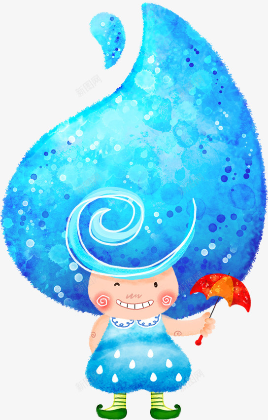 手绘蓝色梦幻水珠雨点png免抠素材_88icon https://88icon.com 梦幻 水珠 蓝色 雨点