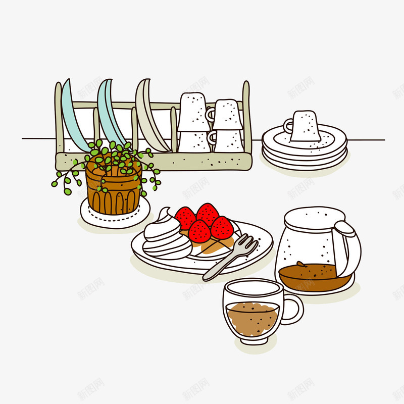 美味茶点精致生活png免抠素材_88icon https://88icon.com 下午茶 悠闲时光 手绘平面 精致茶点 美味食物 美好时光 草莓蛋糕 饮料饮品