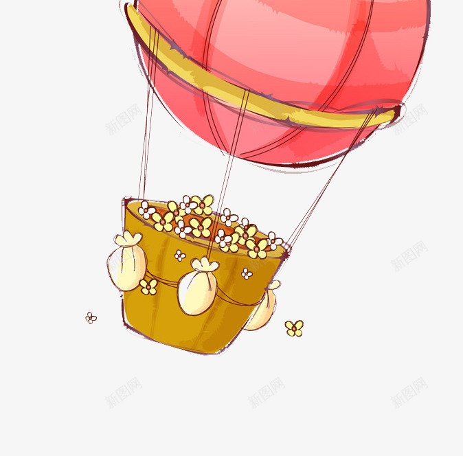 粉红色水彩手绘热气球png免抠素材_88icon https://88icon.com 免抠PNG 手绘 水彩 热气球 粉红色