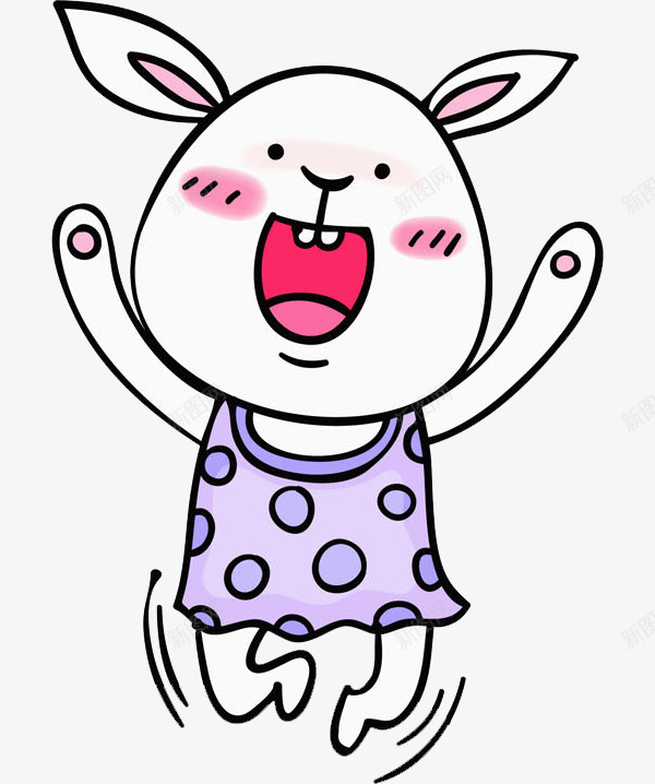 可爱兔子png免抠素材_88icon https://88icon.com 动物 卡通 可爱兔子 大笑 手绘 挥手 腮红 花裙子 跳舞