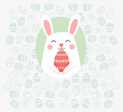抱彩蛋的微笑兔子矢量图素材