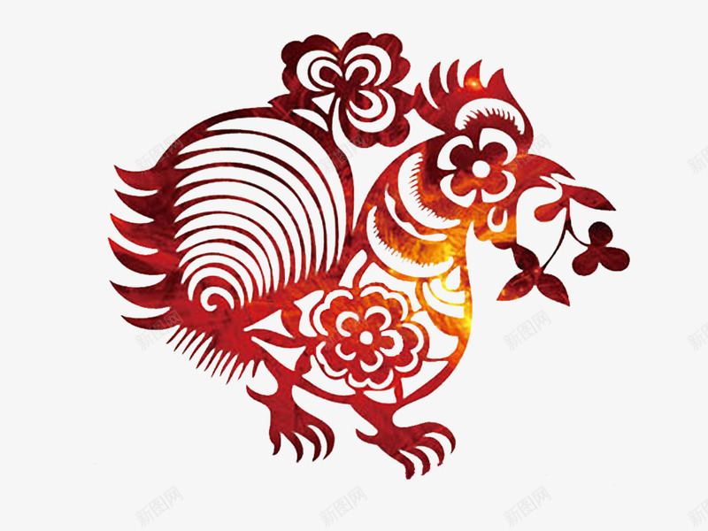 鸡年图饰png免抠素材_88icon https://88icon.com 中国风 剪纸 新年 梅花