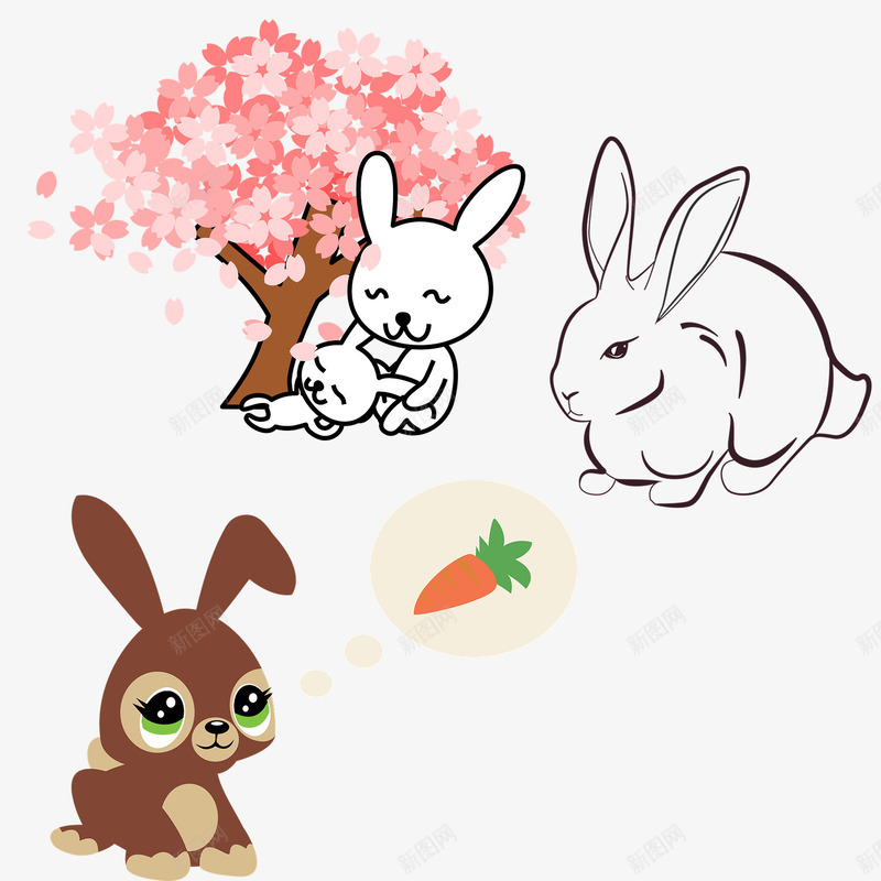 兔子幸福的一家生活png免抠素材_88icon https://88icon.com 一家 兔子 幸福 生活