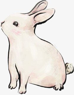 手绘可爱小兔子乖巧素材