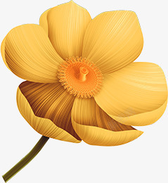 黄色卡通手绘艺术花朵线条植物分层素材