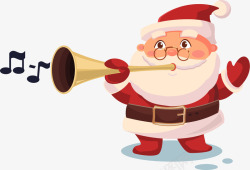 卡通吹喇叭的圣诞老人素材