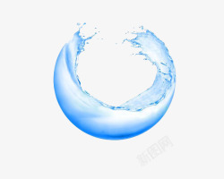 现代蓝色半圆弧水滴泼洒效果素材