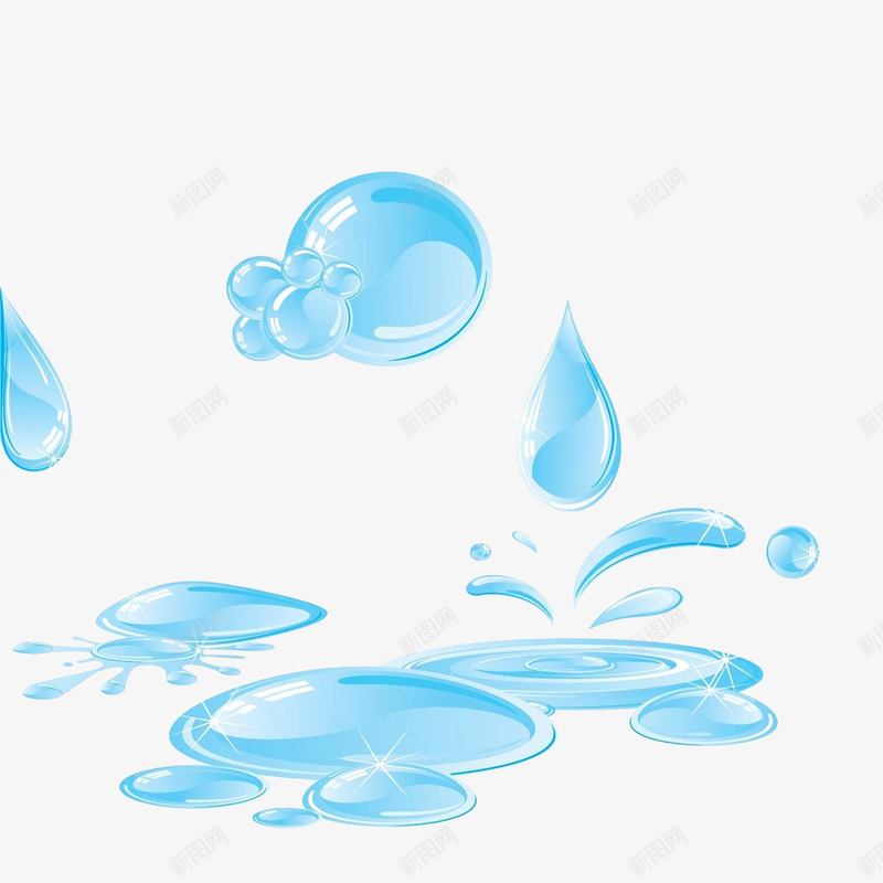 一滩水和水滴png免抠素材_88icon https://88icon.com 水 水滩 水滴 蓝色