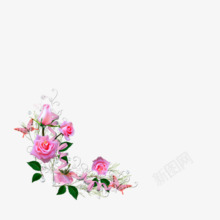 粉红玫瑰花角边装饰素材