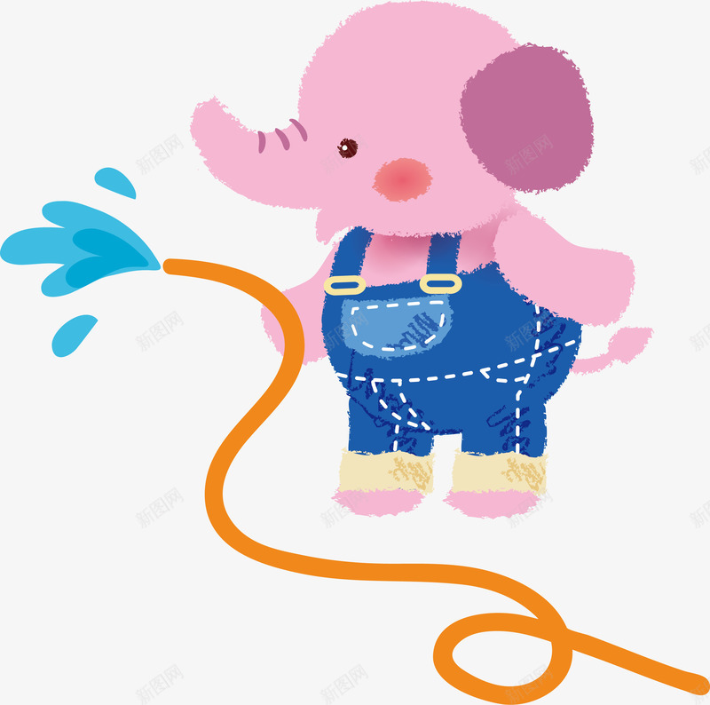 卡通浇水小象png免抠素材_88icon https://88icon.com 卡通 大象 正在浇水 水滴 浇水 粉红色大象