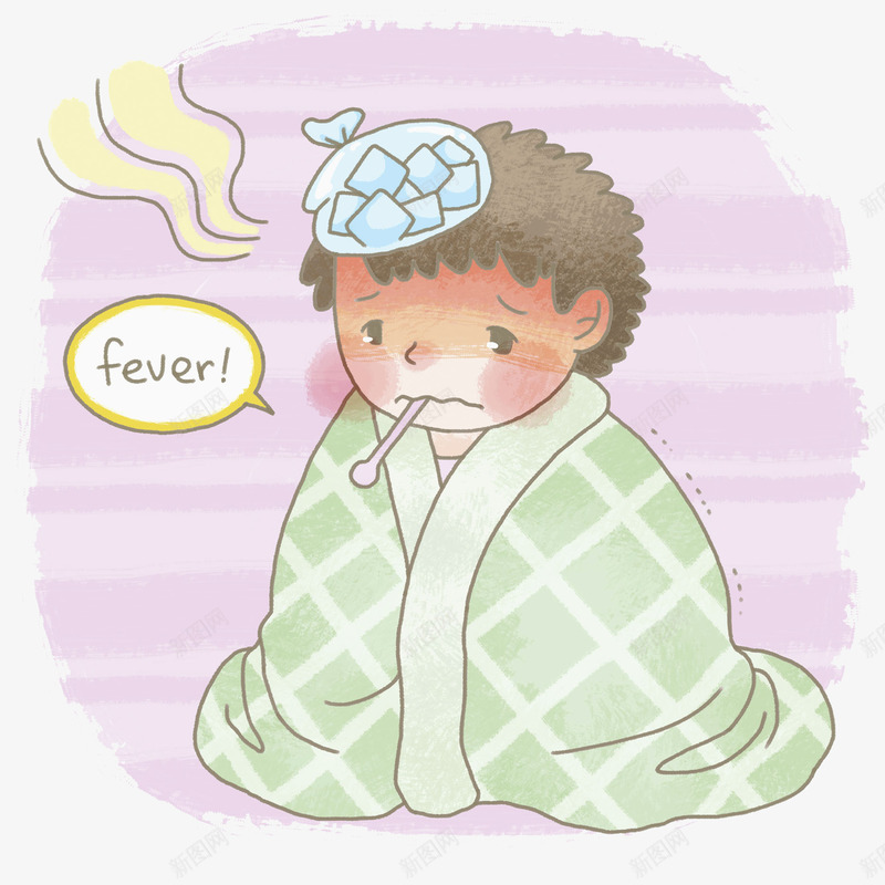 发烧的男孩png免抠素材_88icon https://88icon.com 卡通 发烧 发烧发冷 发烧的表情 感冒 提示信息 提示框 文字底框 文字框 文字气泡 文字泡 泡泡框 流感病毒卡通 聊天气泡 裹被子