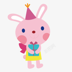 粉色兔子卡通矢量图素材