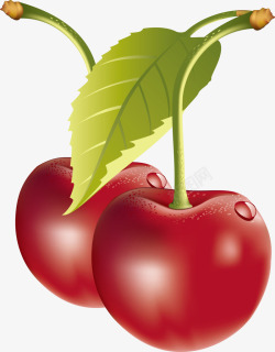 水果立体红色立体水滴樱桃高清图片